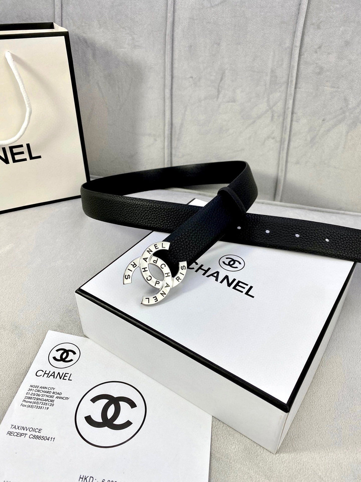 CHANEL 30MM BELT IN BLACK SMOOTH CALFSKIN WITH SILVER HARDWARE
