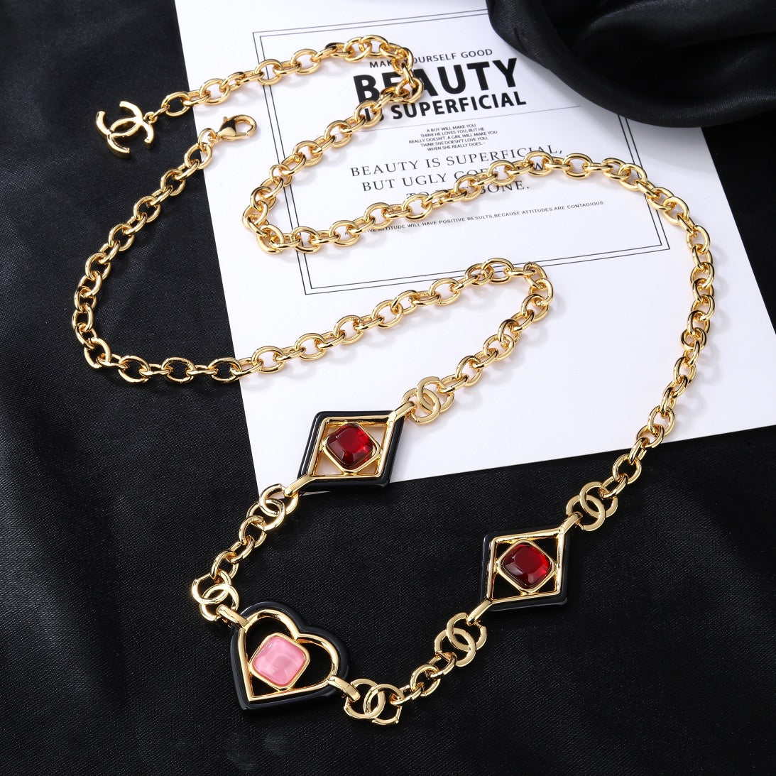 CHANEL 25S CHAIN BELT IN GOLD METALLIC STONE-EMBELLISHED 612713