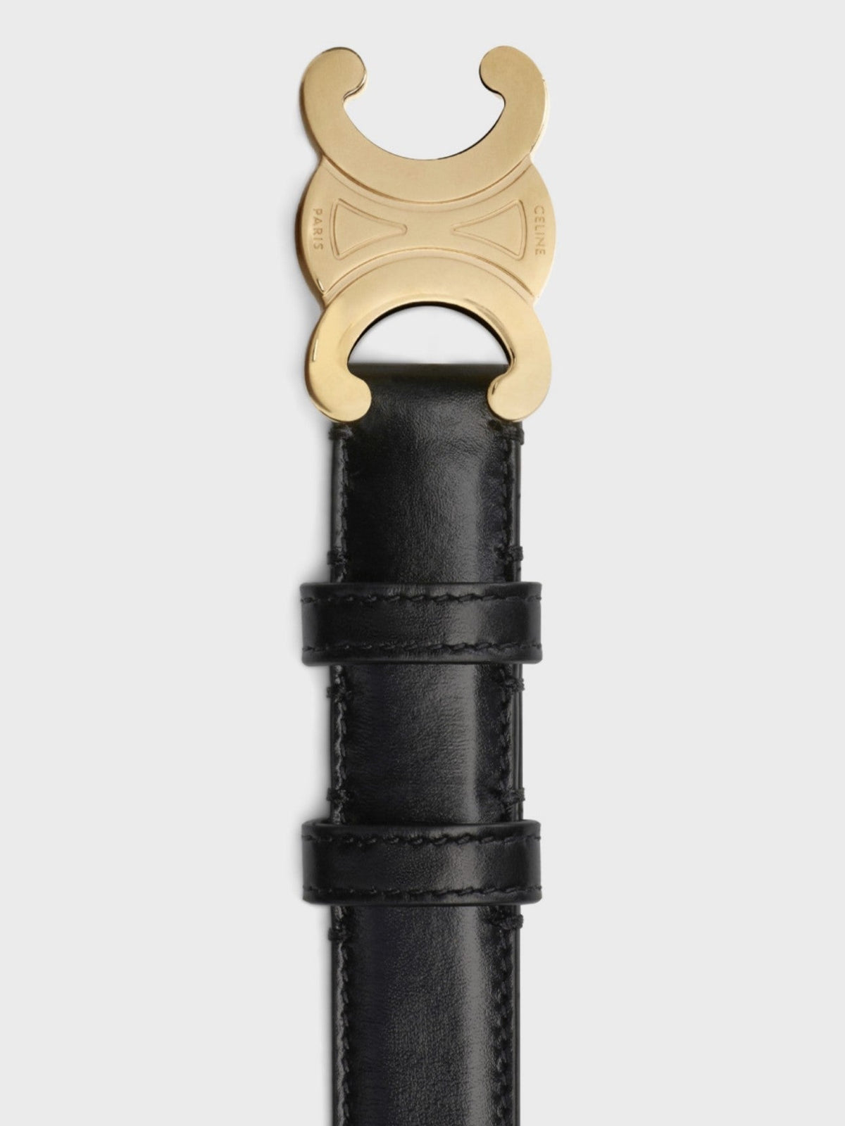 CELINE Medium Triomphe Belt 25mm Black Calfskin Ghw