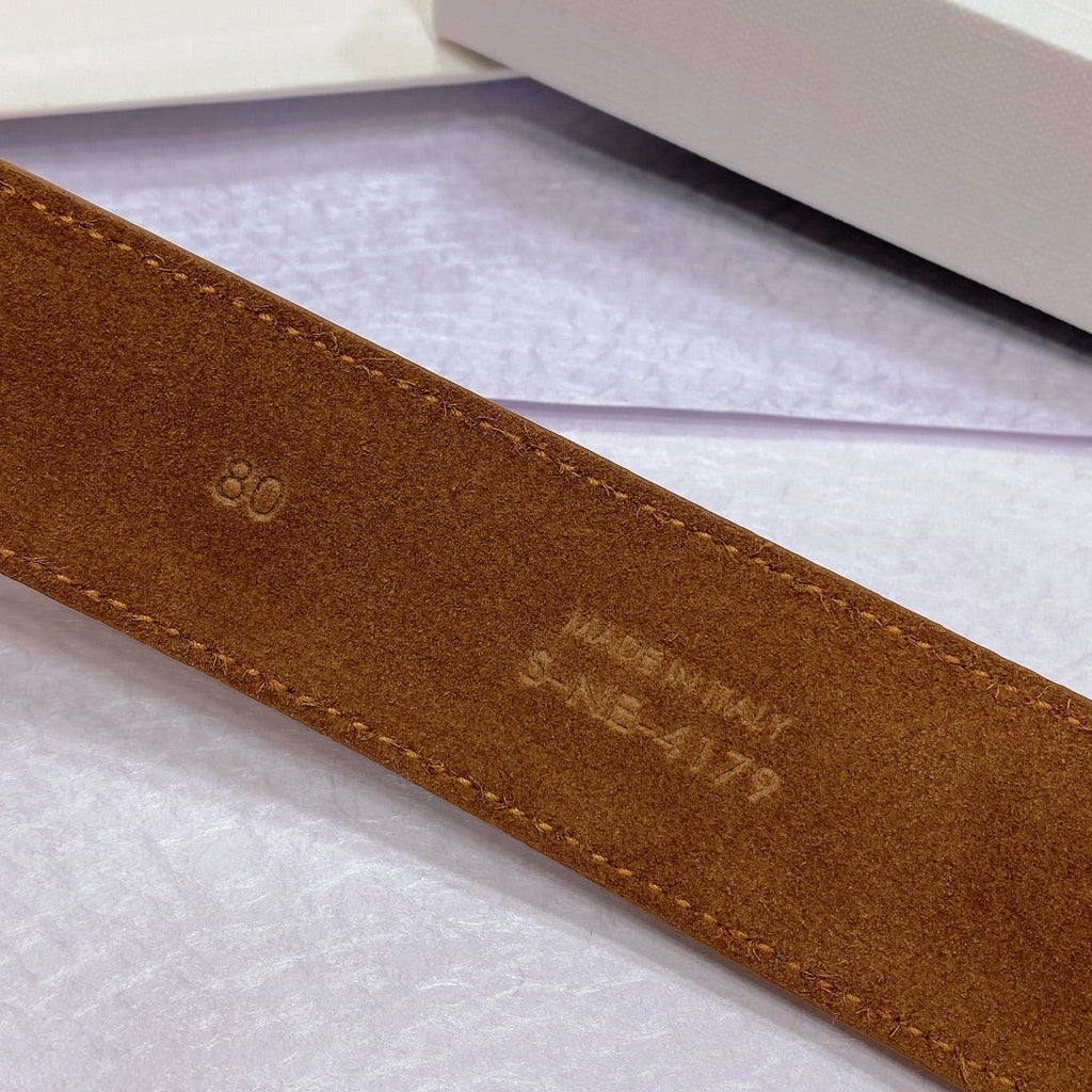 CELINE CL LARGE 35 MM BELT IN BRONZE BROWN CALFSKIN LIGHT GOLD HARDWARE