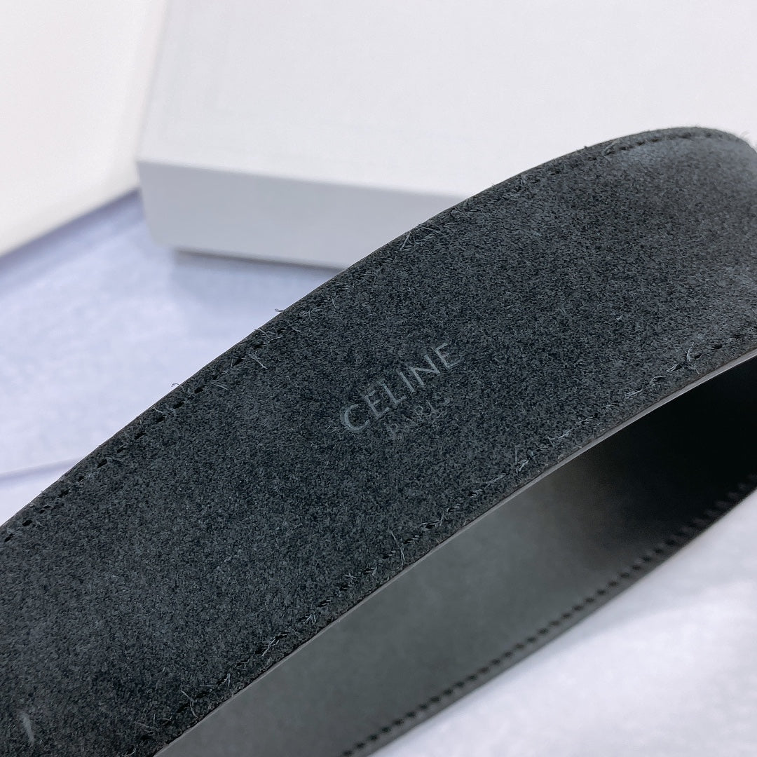 CELINE CL LARGE 35 MM BELT IN BLACK CALFSKIN GOLD HARDWARE