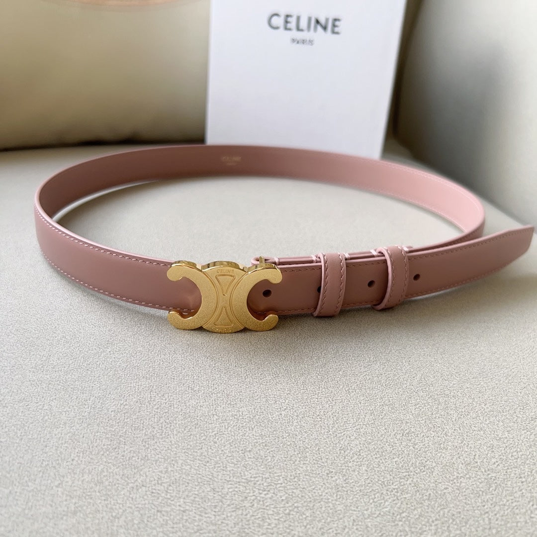 CELINE Medium Triomphe Belt 25mm Pink Calfskin Ghw
