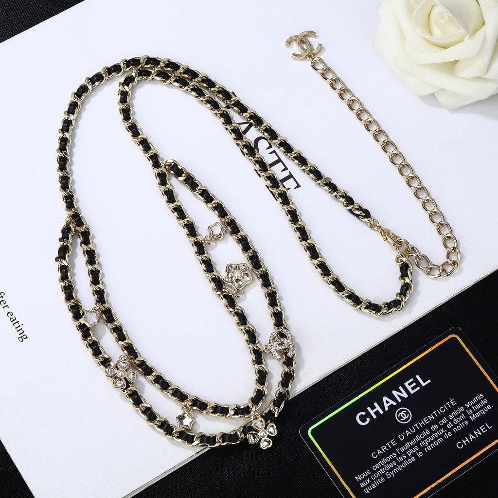 CHANEL 25S CHAIN BELT IN BLACK CALFSKIN AND GOLD METALLIC 614284