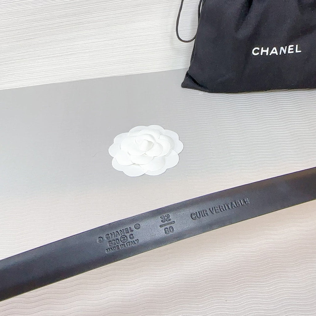 CHANEL BELT 20 MM IN BLACK SMOOTH CALFSKIN SILVER HARDWARE ATTACH RHINSTONE
