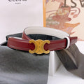 CELINE 25S BELT 25MM REVERSIBLE TRIOMPHE IN BURGUNDY CALFSKIN 565534