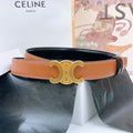 CELINE 25S BELT 25MM REVERSIBLE TRIOMPHE IN BLACK BROWN CALFSKIN 565540
